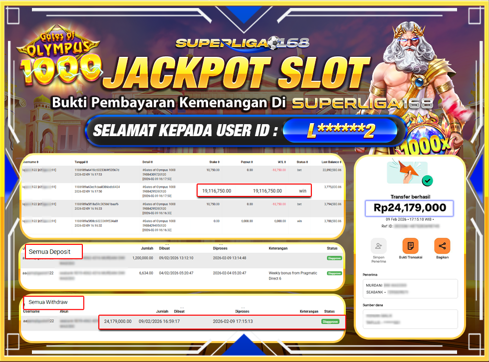 SUPERLIGA168 GATES OF OLYMPUS 1000 Rp.24,179,000LUNASSS